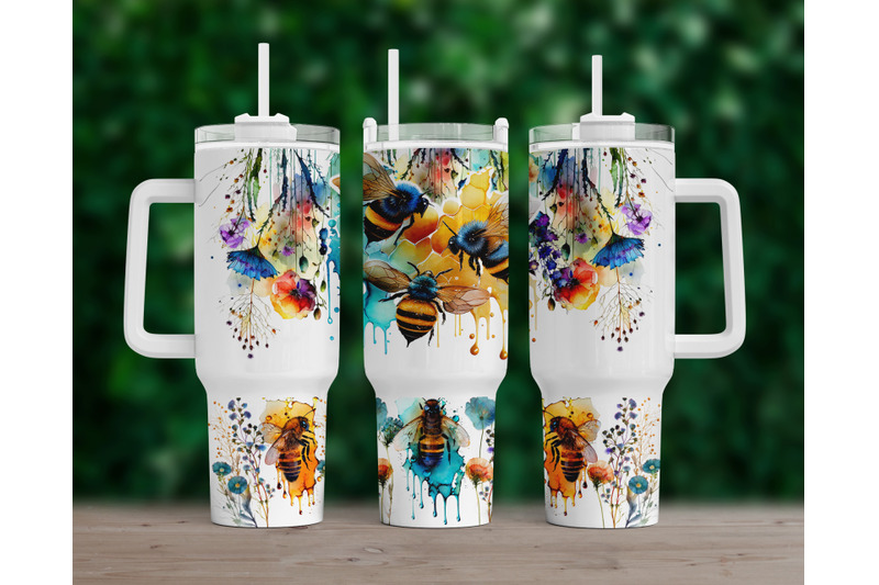 bee-tumbler-wrap-40-oz-quencher-sublimation-design-gift-for-mom-png