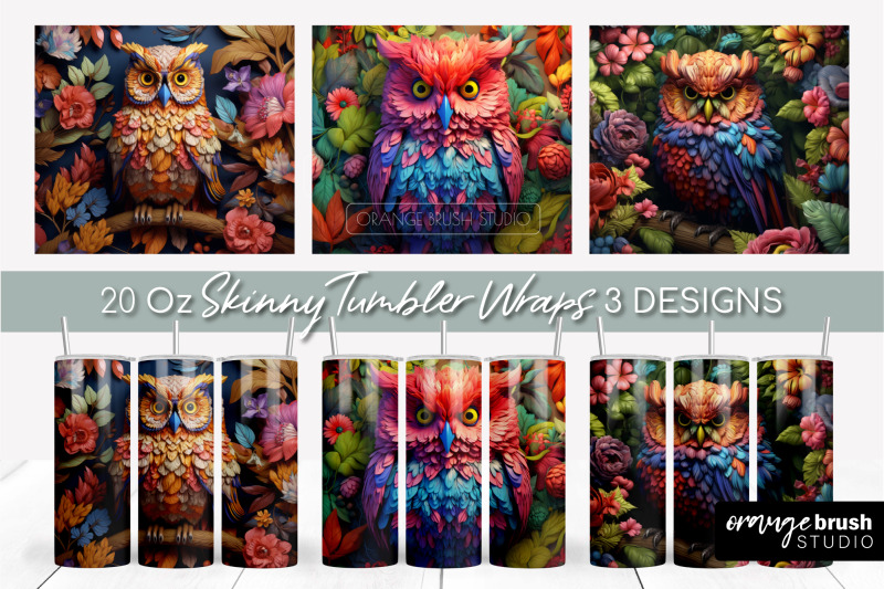 3d-owl-sublimation-tumbler-wrap-3d-tumbler-bundle