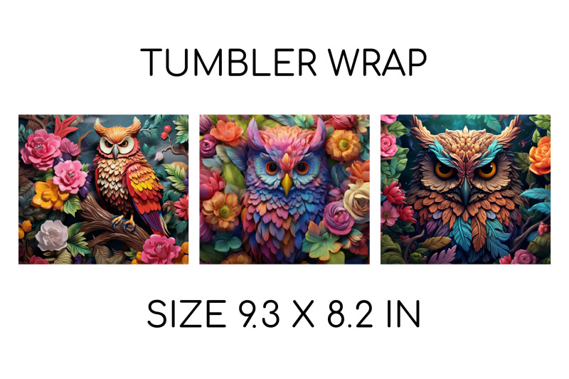 3d-owl-tumbler-wrap-3d-sublimation-tumbler-bundle