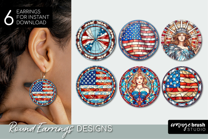 4th-of-july-stained-glass-round-earrings-bundle