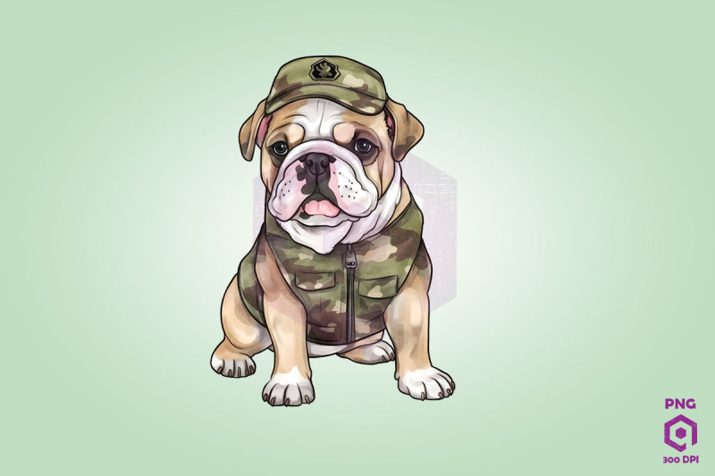 bulldog-wearing-army-uniform