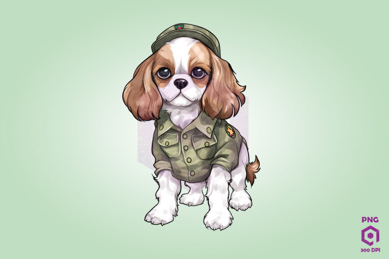 spaniel-wearing-army-uniform