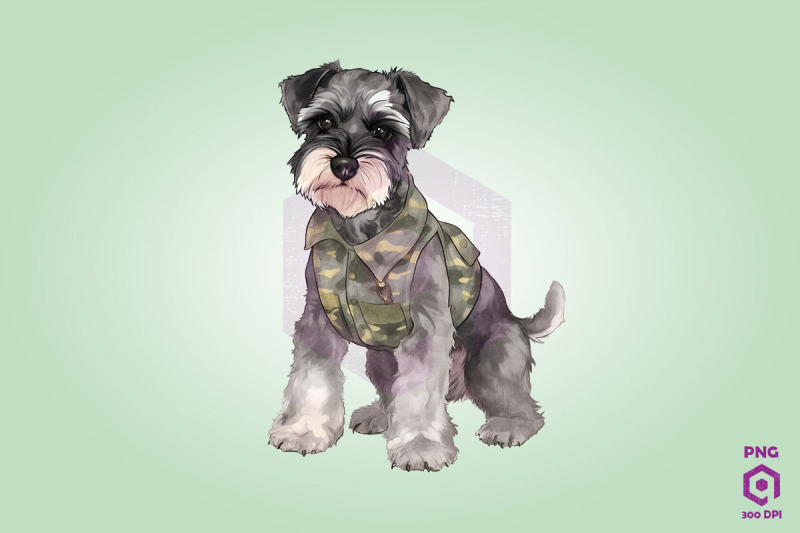 miniature-schnauzer-wearing-army-uniform