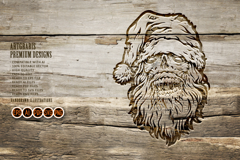 creepy-monster-christmas-santa-claus-logo-illustrations-silhouette