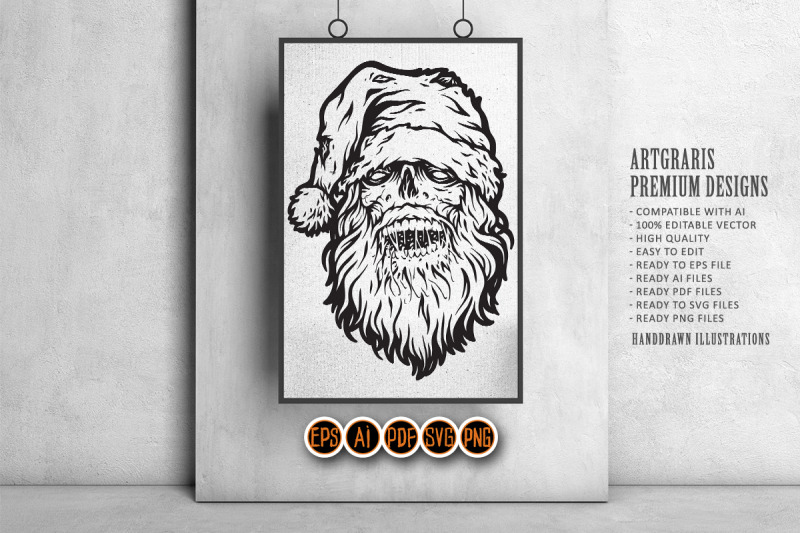 creepy-monster-christmas-santa-claus-logo-illustrations-silhouette