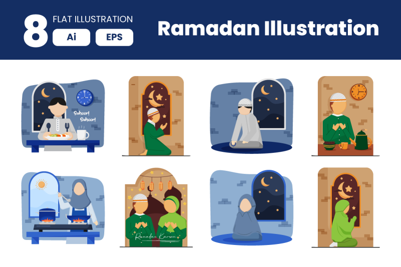 collection-of-ramadan-illustrations-element-in-flat-illustration