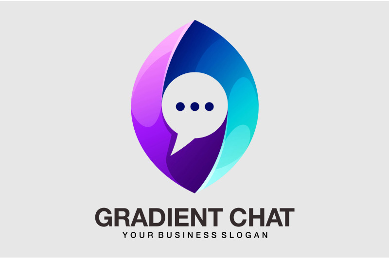 chat-logo-in-leaf-shape-gradient-color-style-vector