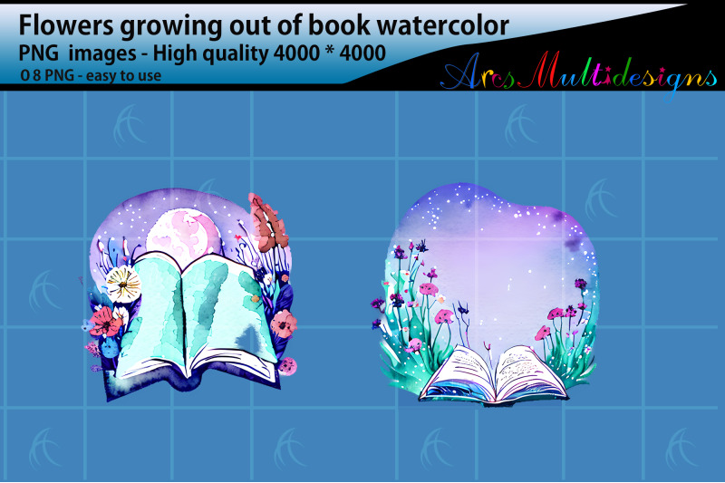 flowers-growing-out-of-book-watercolor