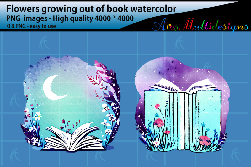 flowers-growing-out-of-book-watercolor