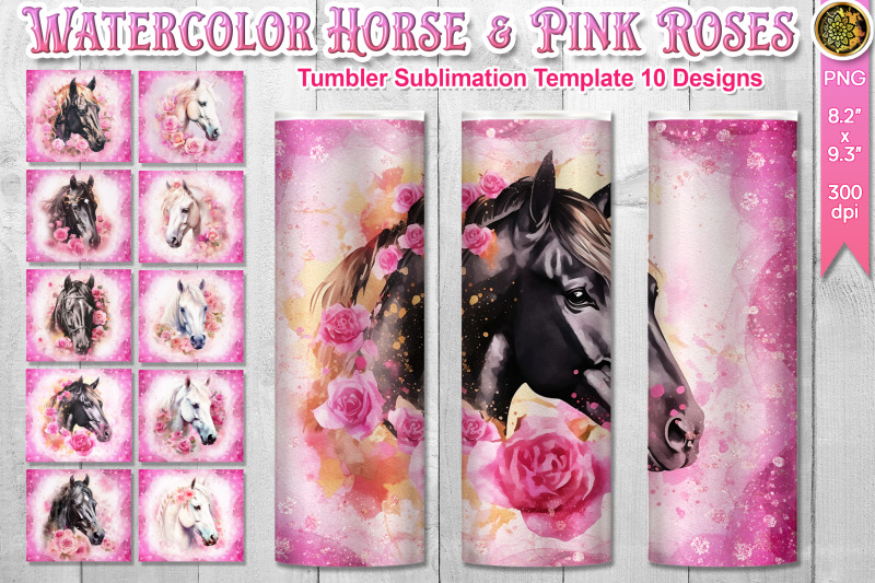 watercolor-horse-pink-rose-tumbler-wrap