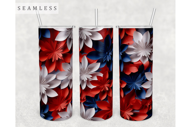 3d-blue-red-and-white-flowers-tumbler-wrap-20-oz-skinny-tumbler-png