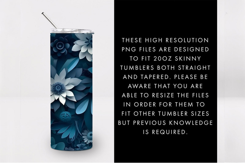 20oz-3d-dark-blue-flowers-skinny-tumbler-png-sublimation