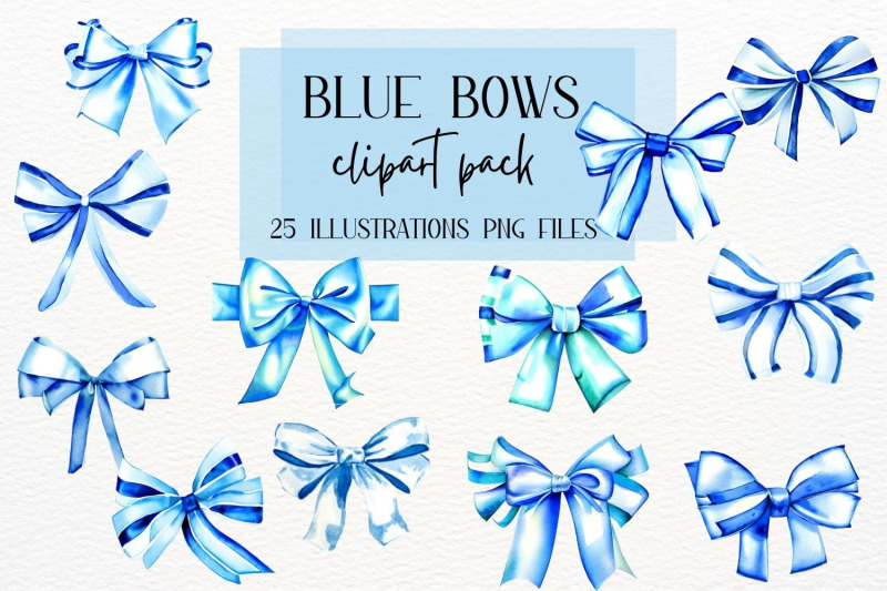 watercolor-bows-illustrations-blue-watercolor-bow-clipart