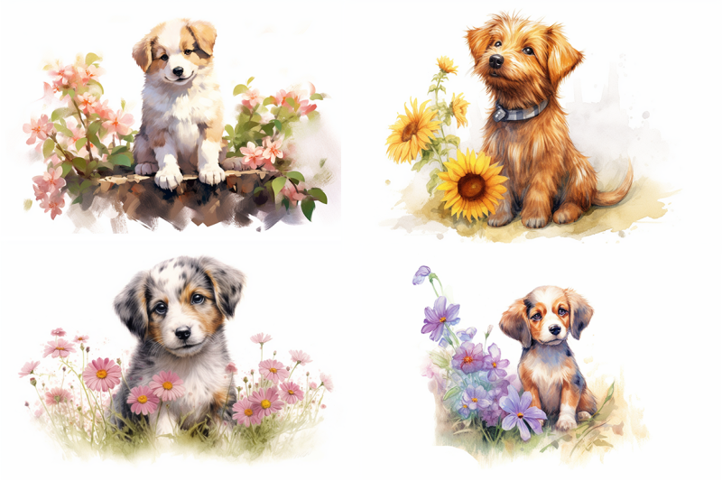 summer-flower-and-cute-puppies