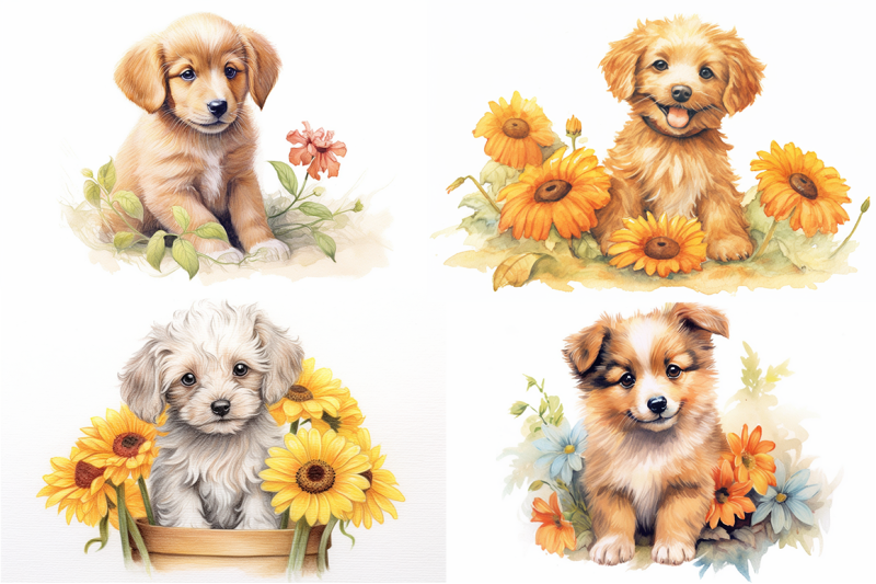 summer-flower-and-cute-puppies