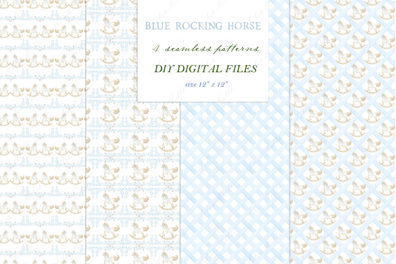 blue-rocking-horse-newborn-boy-family-watercolor-crest-diy
