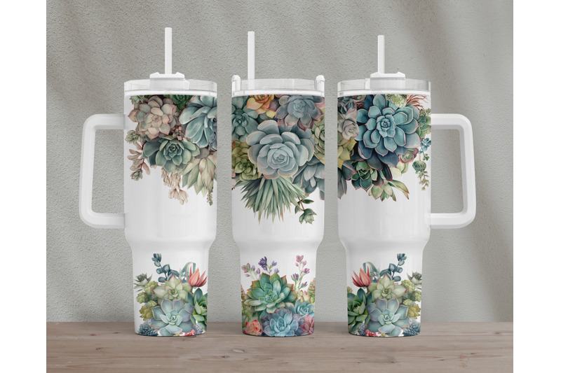 succulent-tumbler-40-oz-tumbler-wrap-sublimation-design