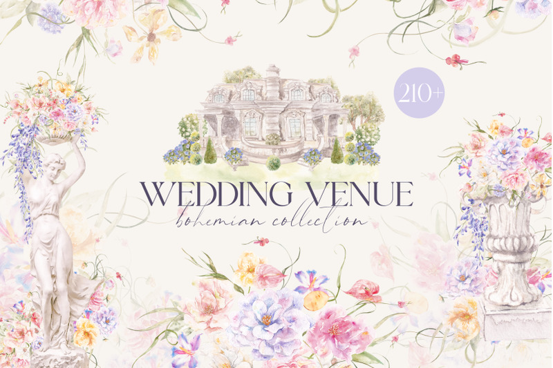 wedding-venue-watercolor-bohemian-collection