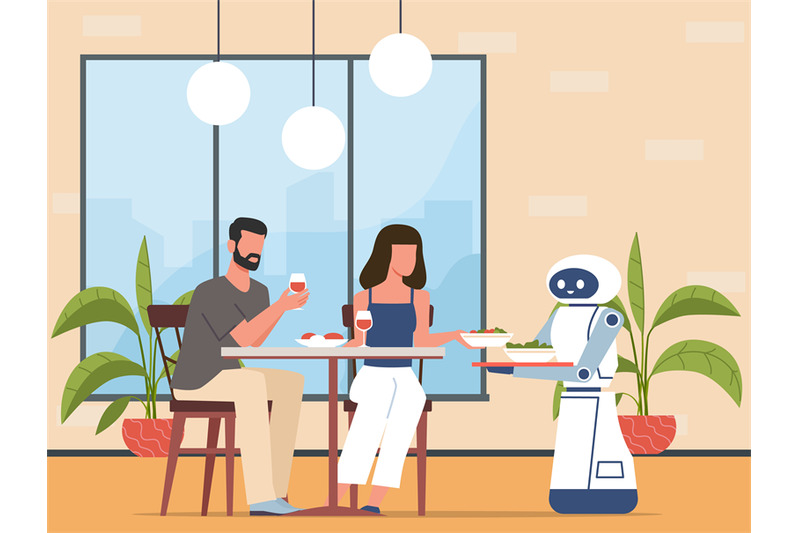 robot-serves-food-in-restaurant-or-cafe-to-satisfied-customers-future