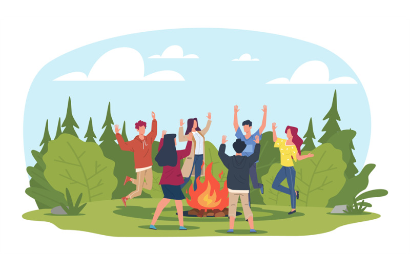 group-of-young-people-dancing-around-campfire-in-clearing-in-woods-mu