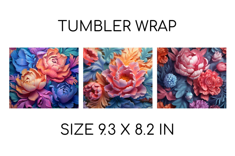rainbow-3d-flowers-tumbler-wrap-sublimation-designs
