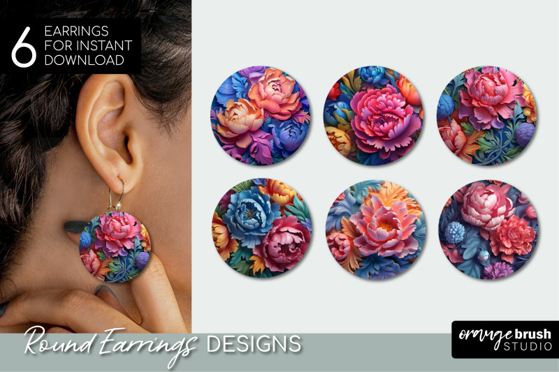 rainbow-3d-flowers-round-earrings-sublimation-bundle