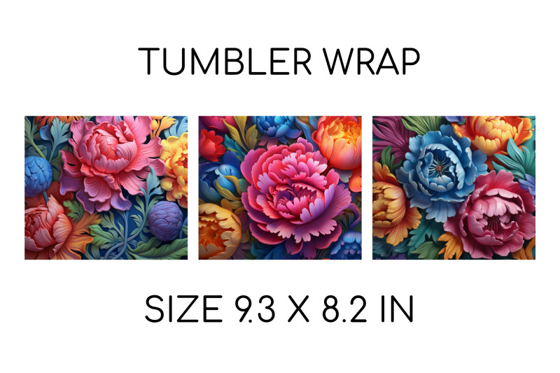 3d-sublimation-tumbler-wrap-rainbow-3d-flowers-designs