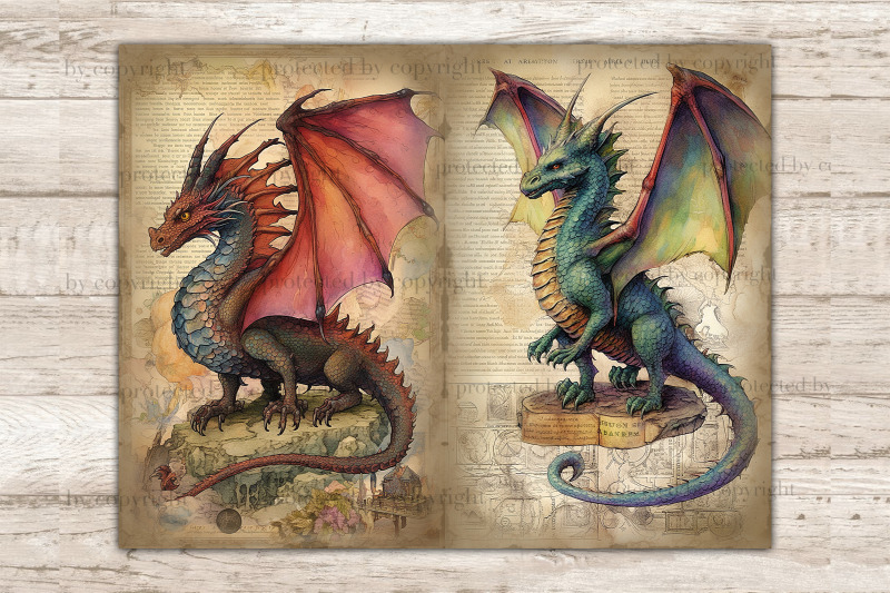 dragons-junk-journal-pages-book-diary-pages