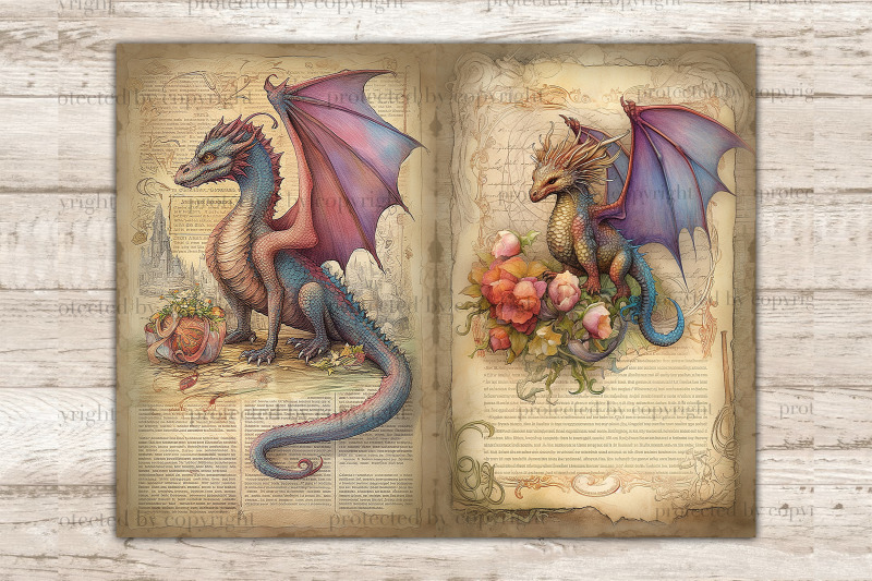 dragons-junk-journal-pages-book-diary-pages