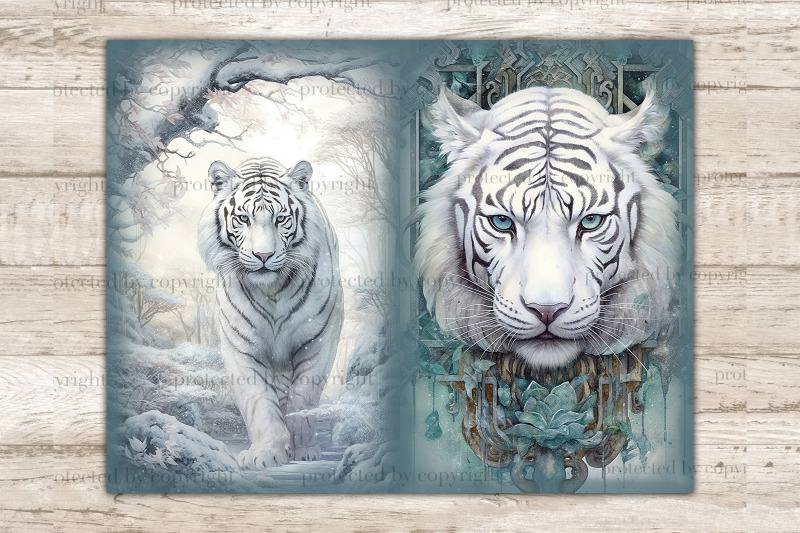 white-tiger-junk-journal-fairytale-digital-art