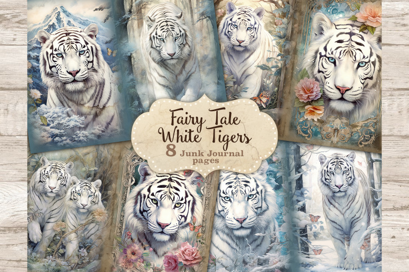 white-tiger-junk-journal-fairytale-digital-art