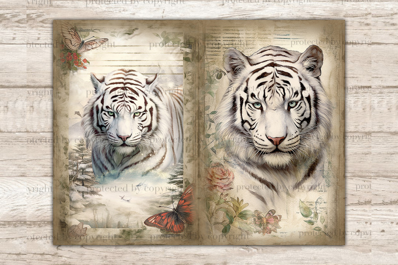 white-tiger-junk-journal-fairytale-digital-art