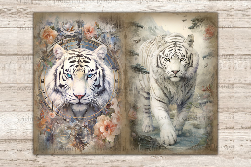 white-tiger-junk-journal-fairytale-digital-art