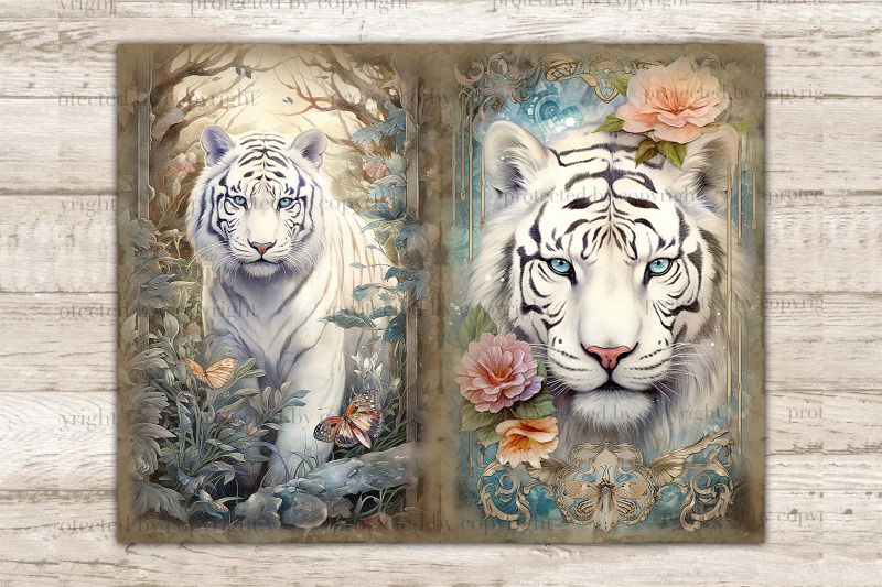 white-tiger-junk-journal-fairytale-digital-art