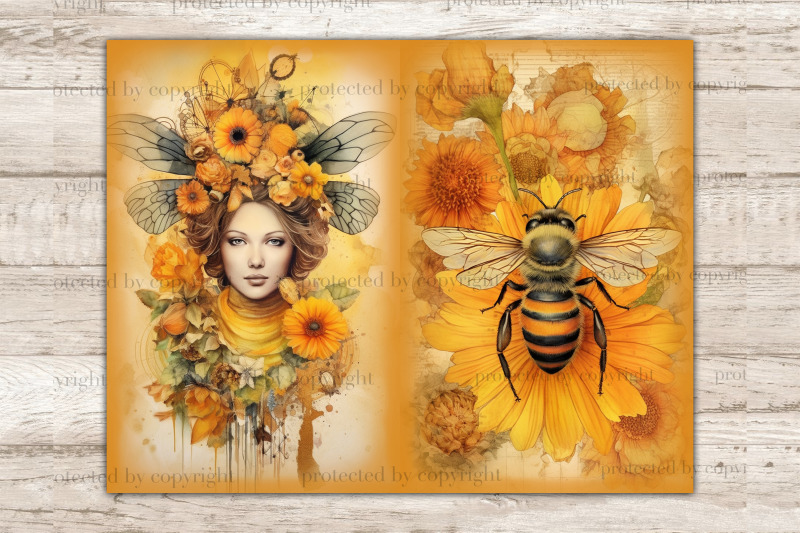 honey-bee-junk-journal-pages-woman-journal-printable