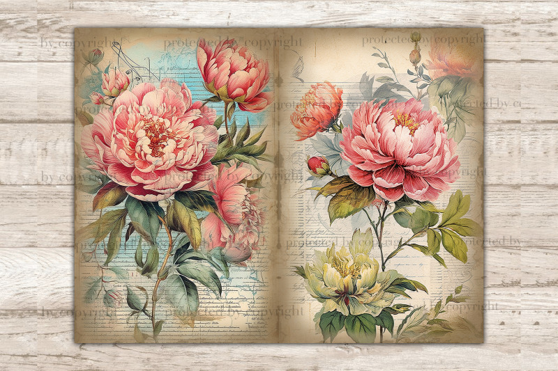 peonies-junk-journal-paper-flowers-journal-card