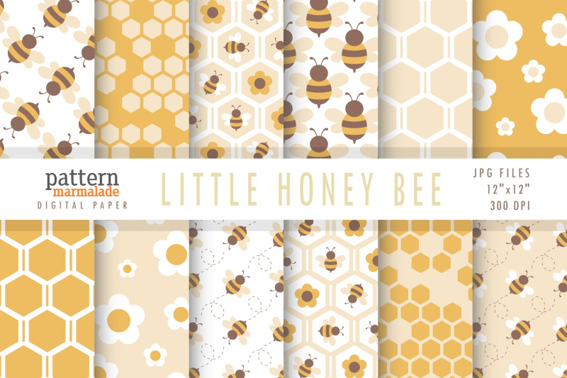 little-honey-bee-digital-paper-bee-bee-hives-bw006a