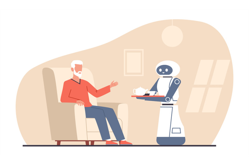 robot-assistant-serves-food-and-drink-to-elderly-man-mechanical-careg