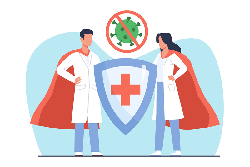 super-doctor-and-nurse-fight-viruses-and-bacteria-man-and-woman-with