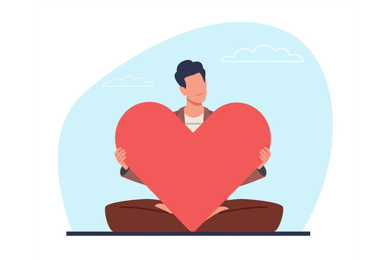 young-man-in-lotus-pose-embraces-large-red-heart-with-thoughtfulness-a