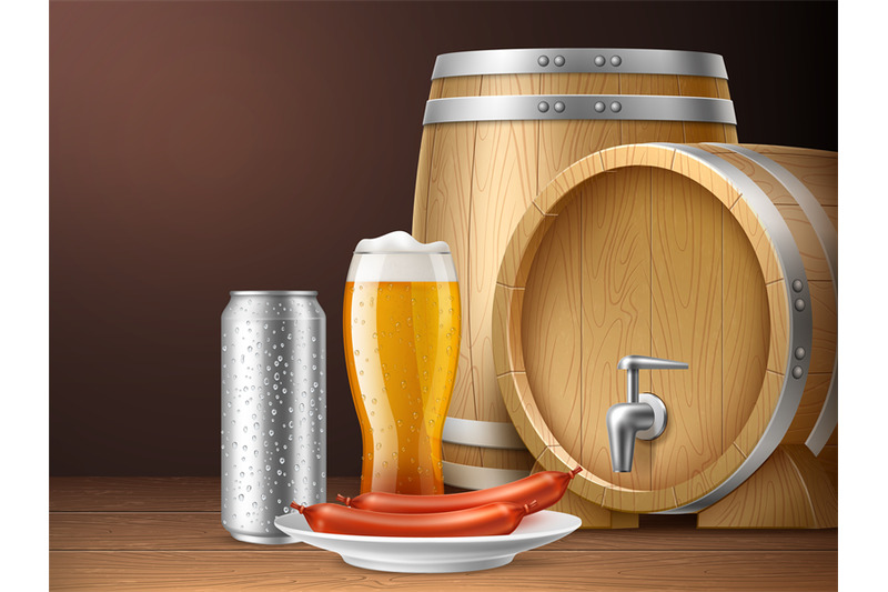 beer-and-barrel-background-realistic-wooden-container-for-storing-alc