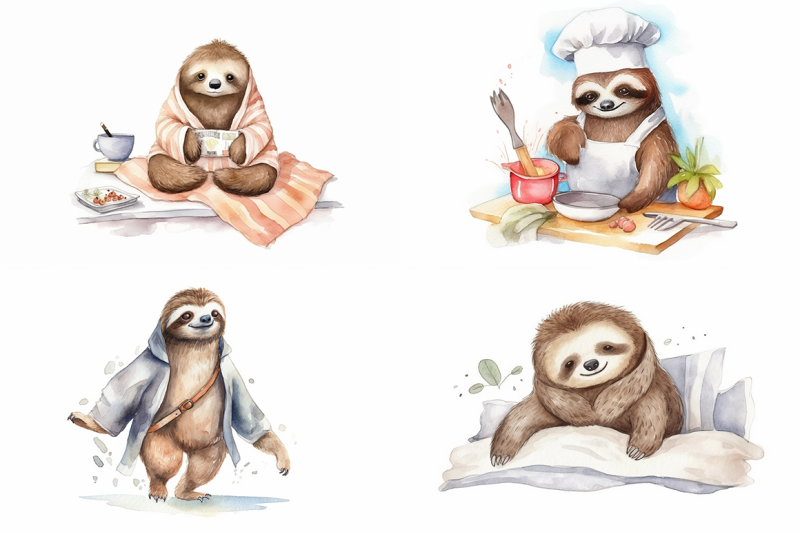 sloth-adventure-watercolor-collection