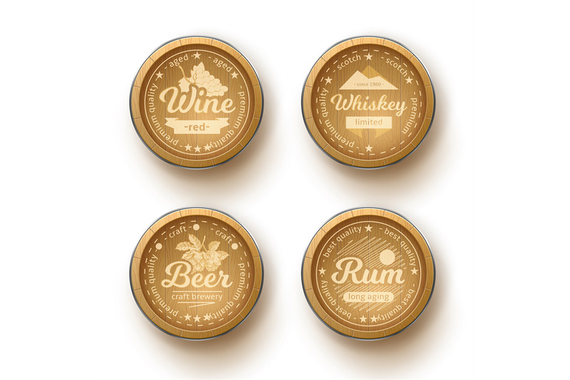 wooden-barrels-tops-emblems-realistic-oak-round-signs-with-alcoholic