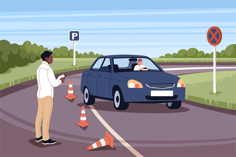 student-on-driving-school-test-practical-driving-lesson-downed-cones