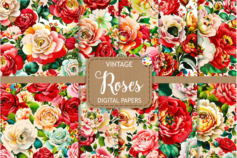 vintage-roses-vector-floral-digital-papers