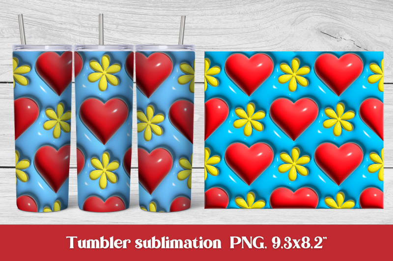 3d-puff-heart-sublimation-tumbler-3d-puff-illustration