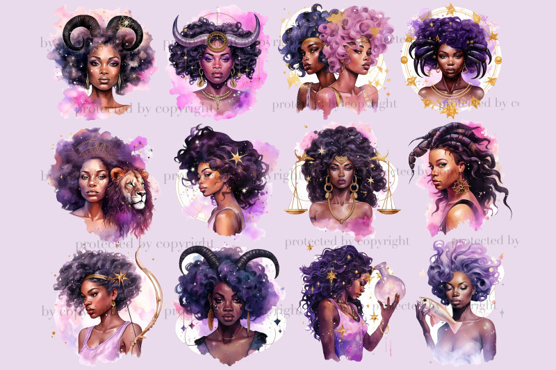 zodiac-black-girls-clipart-celestial-graphics