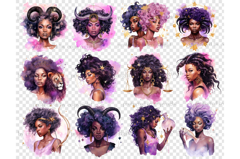 zodiac-black-girls-clipart-celestial-graphics