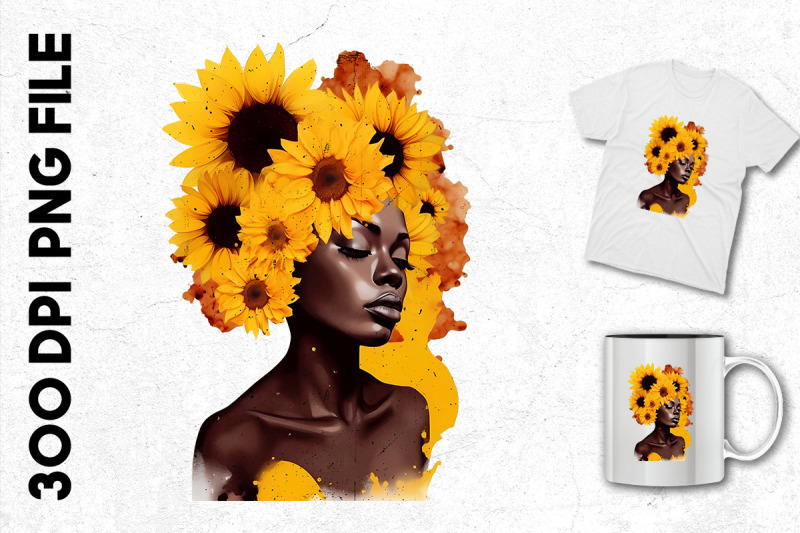 sunflower-black-girl-watercolor