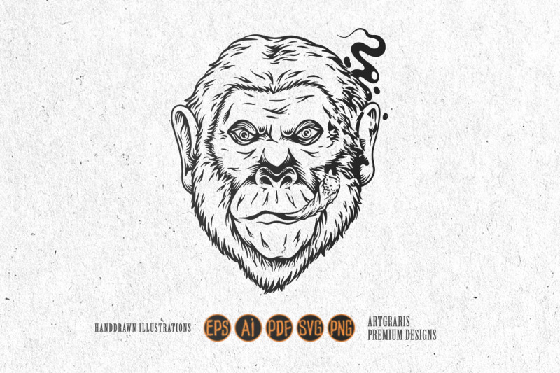 puffing-primate-gorilla-cannabis-induced-creativity-outline